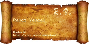 Rencz Vencel névjegykártya